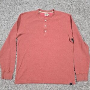 Faherty Mens Pink Thermal Waffle Knit Henley Shirt Large Long‎ Sleeve Casual